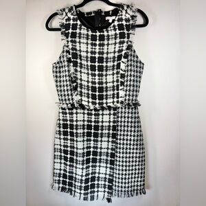 Gianni Bini Women’s Black and White Houndstooth Mini Dress Size Medium‎